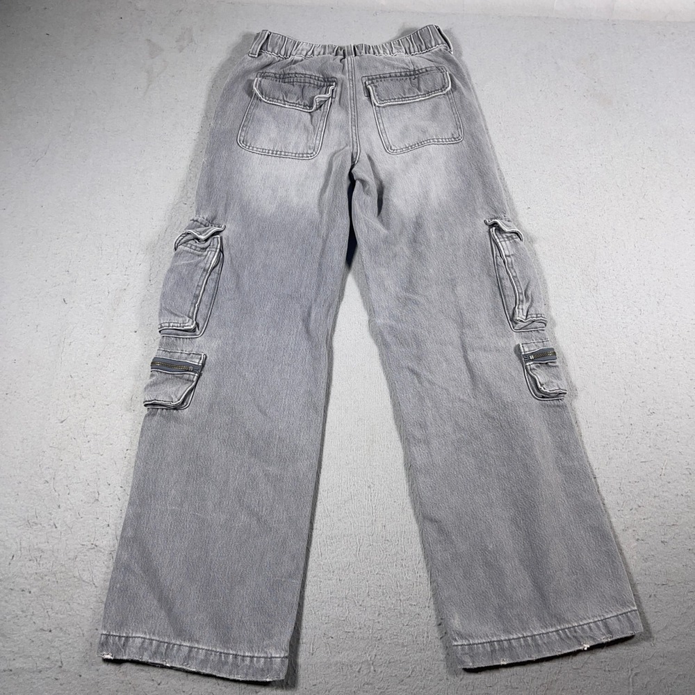Aeropostale Mid Rise‎ Cargo Pants XS Gray Wide Leg Y2K Streetwear Grungecore - Picture 11 of 12